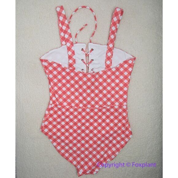 NEW Onia Raquel Barbiecore pink gingham check raquel one piece swimsuit, size XL - Picture 9 of 15